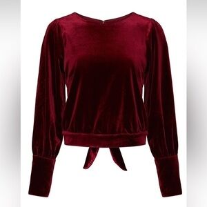 Adelyn Rae Stella Open Tie Back Velvet Sweater Blouse Size XL